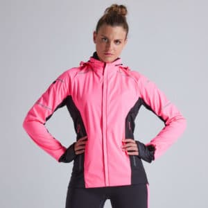 Laufjacke Kiprun Warm Regul Damen neonrosa