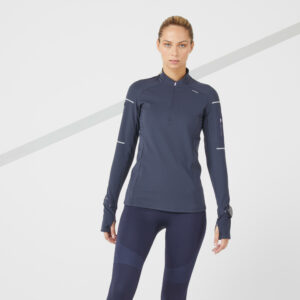 Laufshirt Winter Kiprun Light langarm warm Damen blau