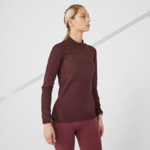 Laufshirt langarm Damen seamless Kiprun Skincare bordeaux