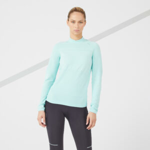 Laufshirt langarm Damen seamless Kiprun Skincare grün