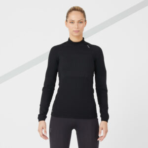 Laufshirt langarm Damen seamless Kiprun Skincare schwarz