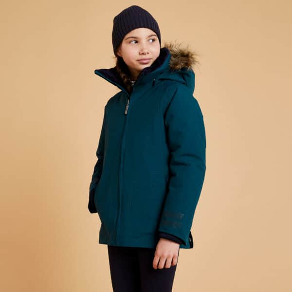 Reitjacke 500 Warm wasserdicht Kinder petrol