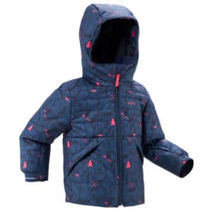 Skijacke Daunenjacke Kinder sehr warm wasserdicht - 180 marine/neonrosa