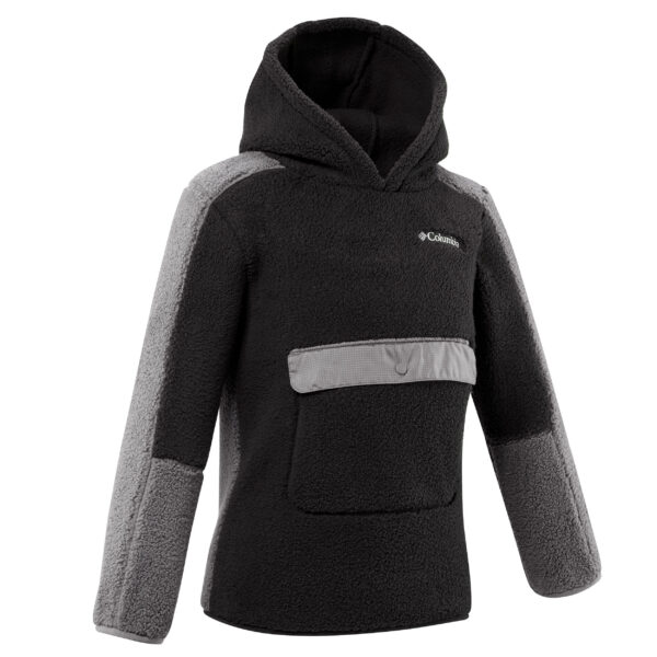 Fleecepullover Wandern Columbia Hoodie Sherpa Kinder Gr. 122–170 schwarz/grau