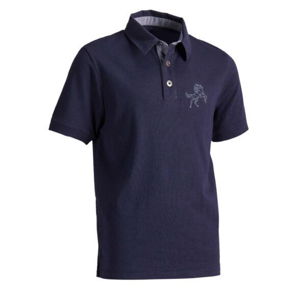Reit-Poloshirt kurzarm 140 Jungen marineblau