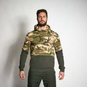 Sweatshirt Kapuze 500 zweifarbig khaki/camouflage