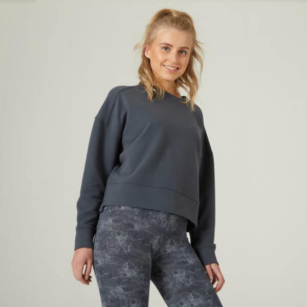 Sweatshirtt 120 Rundhals Damen - grau