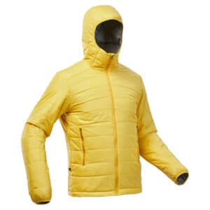 Wattierte Jacke Herren Trekking mit Kapuze Komfort bis 5 °C - MT100 gelb