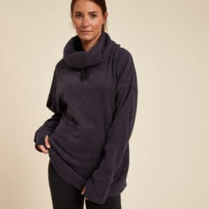 YOGASWEATSHIRT DAMEN FÜR DIE ENTSPANNUNG FLEECE DUNKELVIOLETT