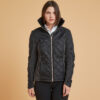 Fleecejacke Reiten 500 warm Bi-Material Damen schwarz