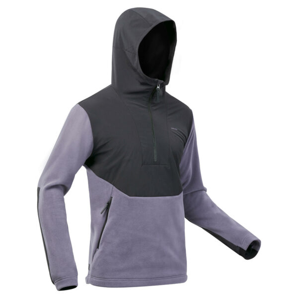 Fleecepullover Bergwandern MH500 Hoodie warm Herren violett