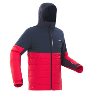 Skijacke 100 Herren warm mittlere Länge - blau/rot