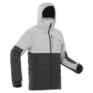 Skijacke Herren warm mittlere Länge - 100 grau/schwarz