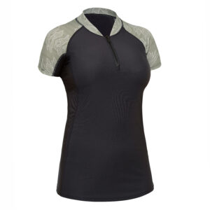 Damen kurzarm Aquafitness-Shirt - Lia schwarz/khaki