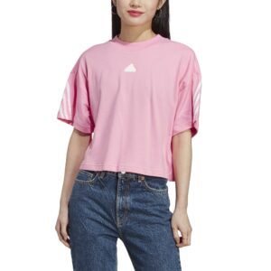 Adidas T-Shirt Damen 3 Streifen - rosa