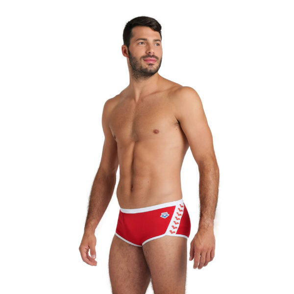 Badehose Slip Herren Arena - Icons rot/weiss