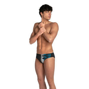 Badehose Slip Herren Arena - schwarz/blau