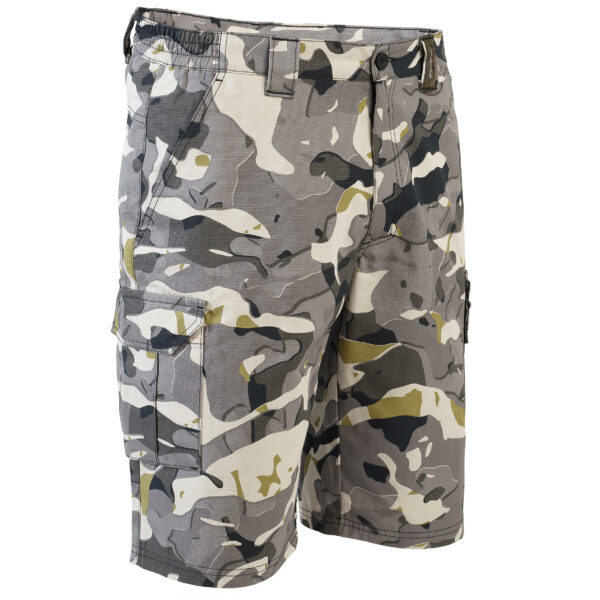 Bermudashorts 500 WOODLAND V1 camouflage/mineralgrau