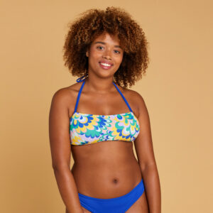 Bikini-Oberteil Damen Bandeau - Lori Flowy blau