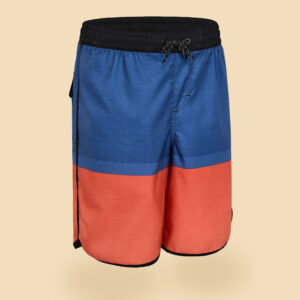 Boardshorts 500 Tween Ocean Lines Kinder blau/rot