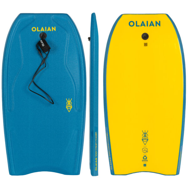 Bodyboard mit Handgelenk-Leash 100 blau/gelb