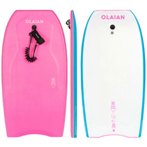 Bodyboard mit Leash 500 rosa/weiß