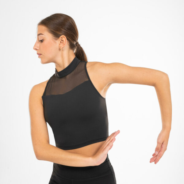Crop Top Modern Dance mit Bustier und Stehkragen Damen schwarz