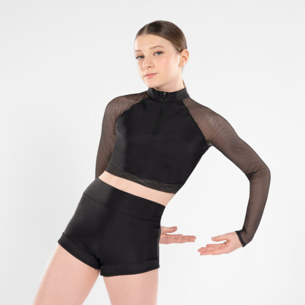 Crop Top langarm Modern Dance Sabrina Lonis Mädchen - schwarz