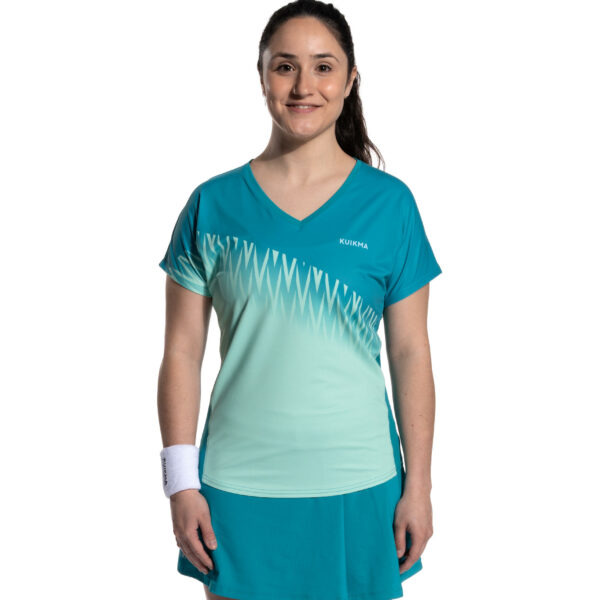 Damen Padel T-Shirt kurzarm atmungsaktiv - PTS 500 türkis