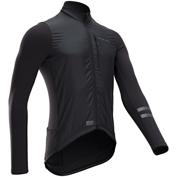 Herren Radtrikot langarm Zwischensaison Rennrad - RC500 Shield schwarz