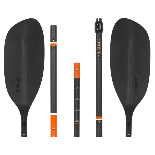 Kajak-Paddel Carbon zerlegbar verstellbar 5-teilig - Packraft 500 190–210 cm