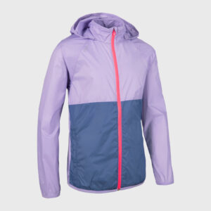 Laufjacke Kinder winddicht atmungsaktiv - Windbreaker grau/lila