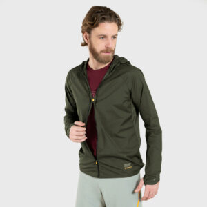 Laufjacke Trailrunning Herren winddicht khaki