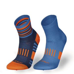 Laufsocken Kinder Mid 2er-Pack - 500 Comfort blau/orange