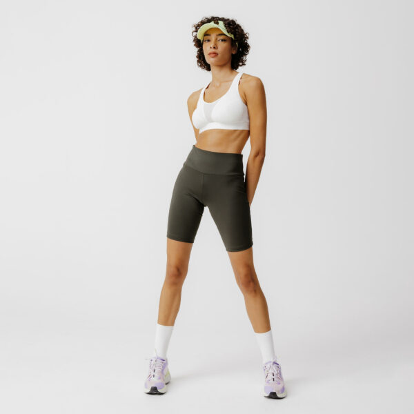 Lauftights kurz Radlerhose Damen figurformend - Run Dry 500 Support dunkelkhaki