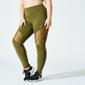 Leggings mit hohem Taillenbund Damen - khaki