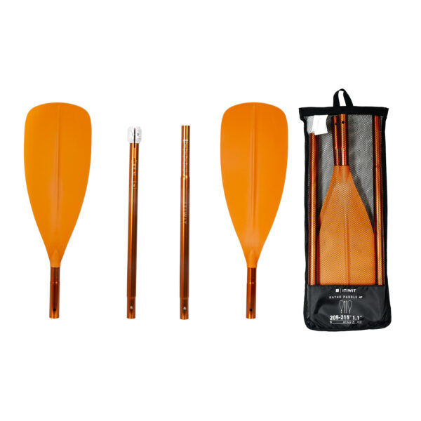 Paddel für Kajak/Packraft symmetrisch 4-teilig zerlegbar verstellbar - orange