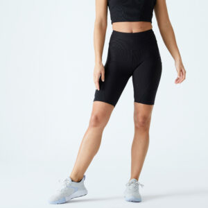 Radlerhose mit Smartphonetasche Fitness Cardio Damen schwarz
