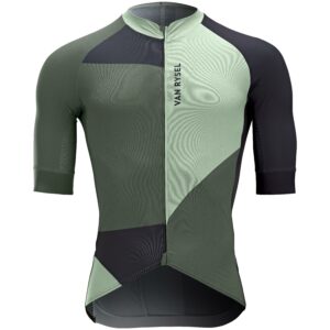 Radtrikot kurzarm Sommer Rennrad – Racer Color Block Herren grau/grün