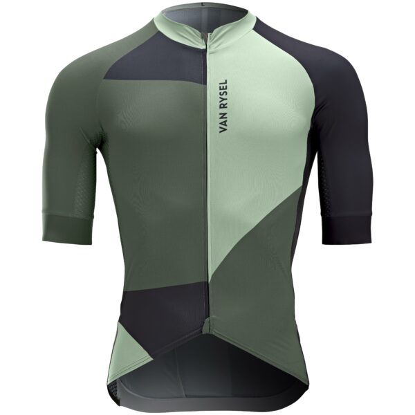 Radtrikot kurzarm Sommer Rennrad – Racer Color Block Herren grau/grün