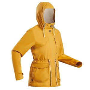 Regenjacke Damen wasserdicht Wandern - NH550 ocker