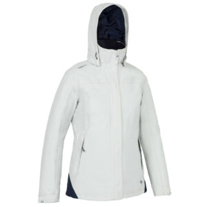 Regenjacke Segeln Damen wasserdicht Winter warm 100 hellgrau