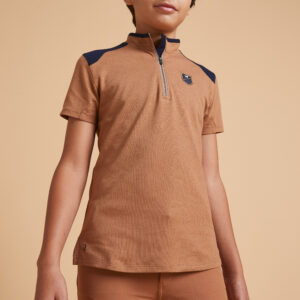 Reit-Poloshirt 500 kurzarm Kinder beige