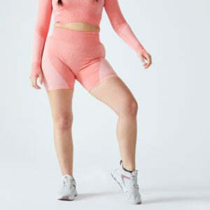 Shorts Radlerhose mit hohem Taillenbund Fitness seamless - rosa