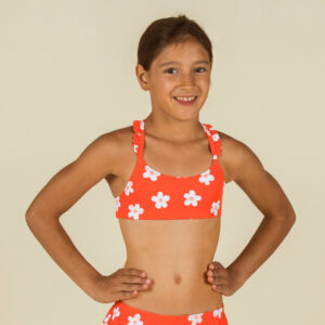Sportbikini Oberteil Mädchen - Lila Marg rot