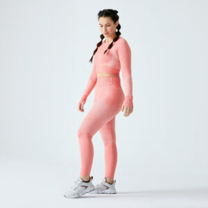 Sportleggings Smartphonetasche hoher Taillenbund seamless - rosa