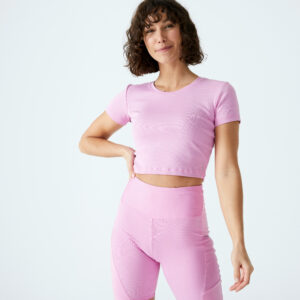 T-Shirt Crop Top Damen kurzarm - rosa