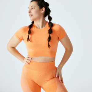 T-Shirt Crop Top Damen seamless - orange