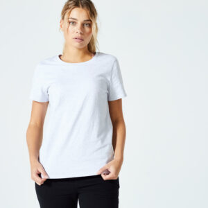 T-Shirt Damen - 500 Essentials blassgrau
