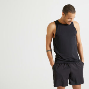 Tank-Shirt Fitness Essential Rundhalsausschnitt Herren schwarz